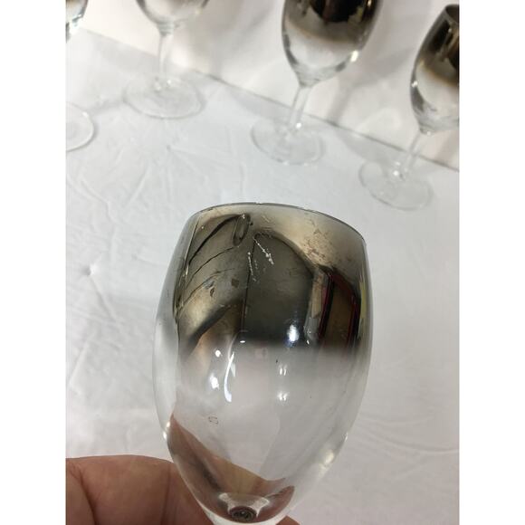 Set of 5 Vintage Atomic Silver Fade Wine Glasses‎ Made in France - Picture 5 of 9